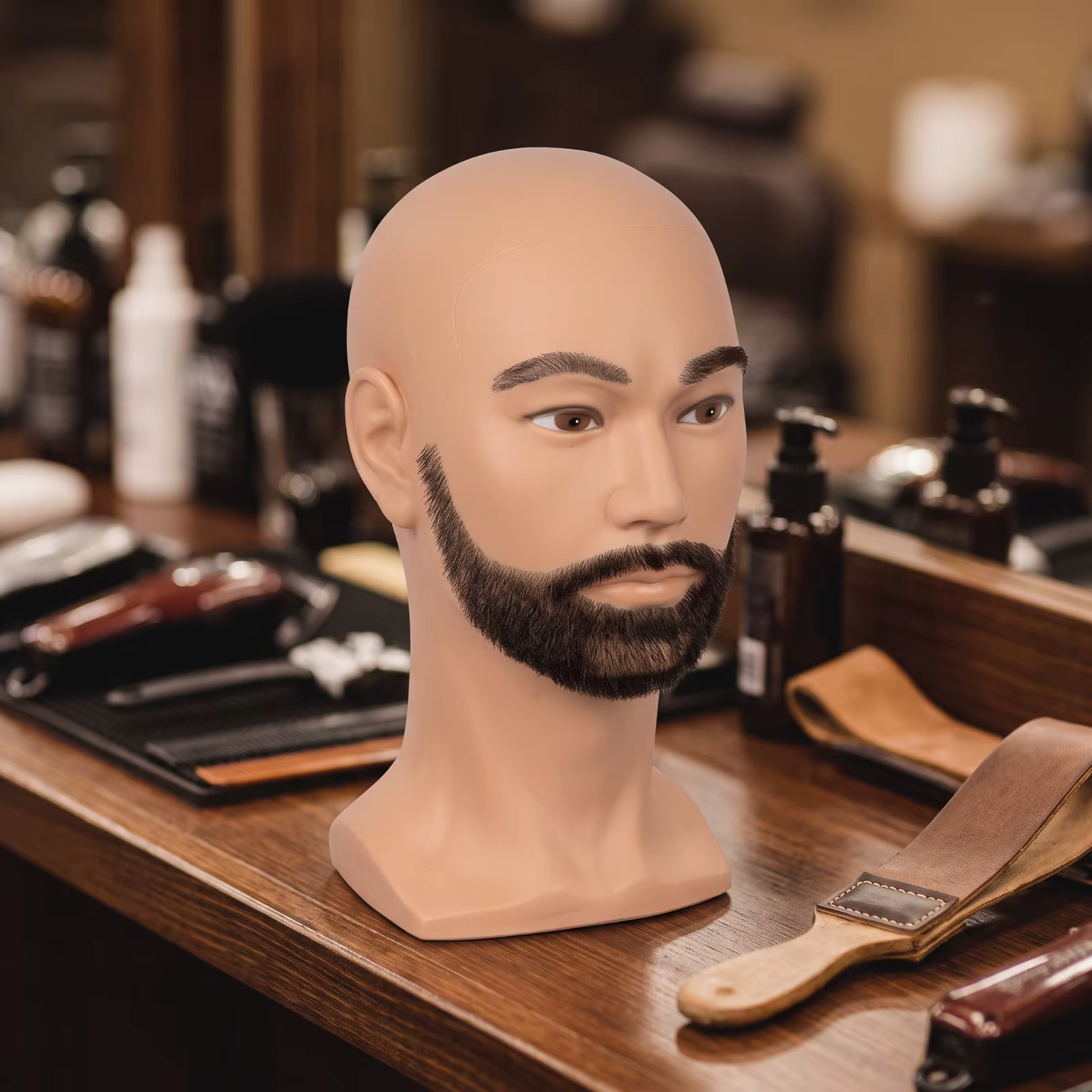 Maniquí Cabeza para Barberos – Maniquí Calvo Resistente para Peluquería - imagen 3