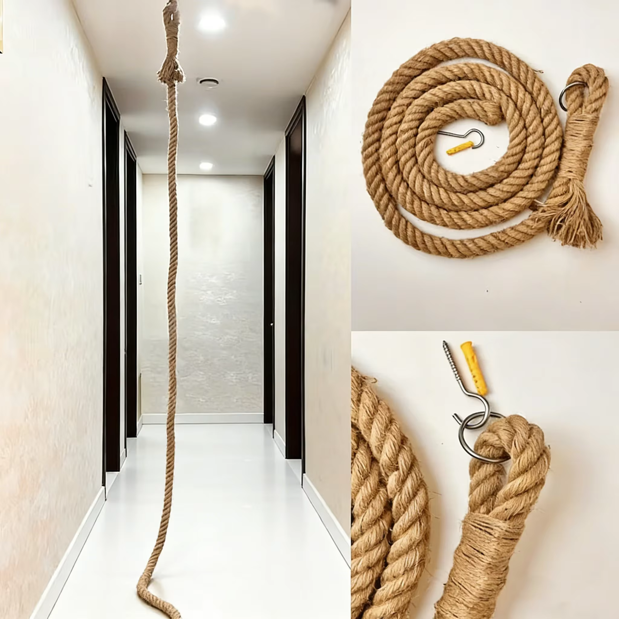 Estructura de escalada mural para gatos con hamaca y poste de sisal - imagen 4