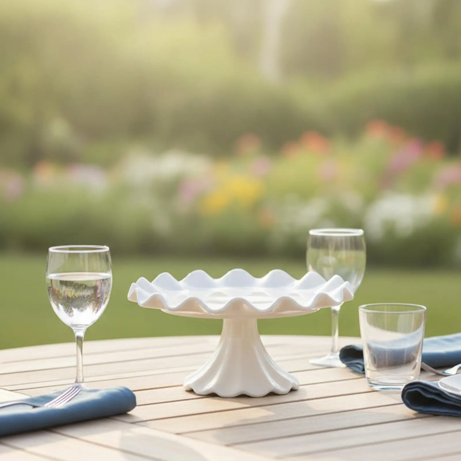 Soporte pastel blanco cerámico – Pedestal para tartas y postres - imagen 4