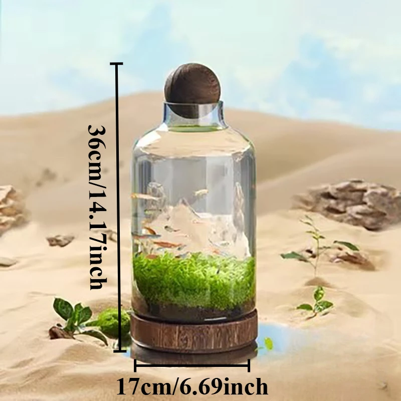 Acuario para peces con mueble de madera decorativo - imagen 3