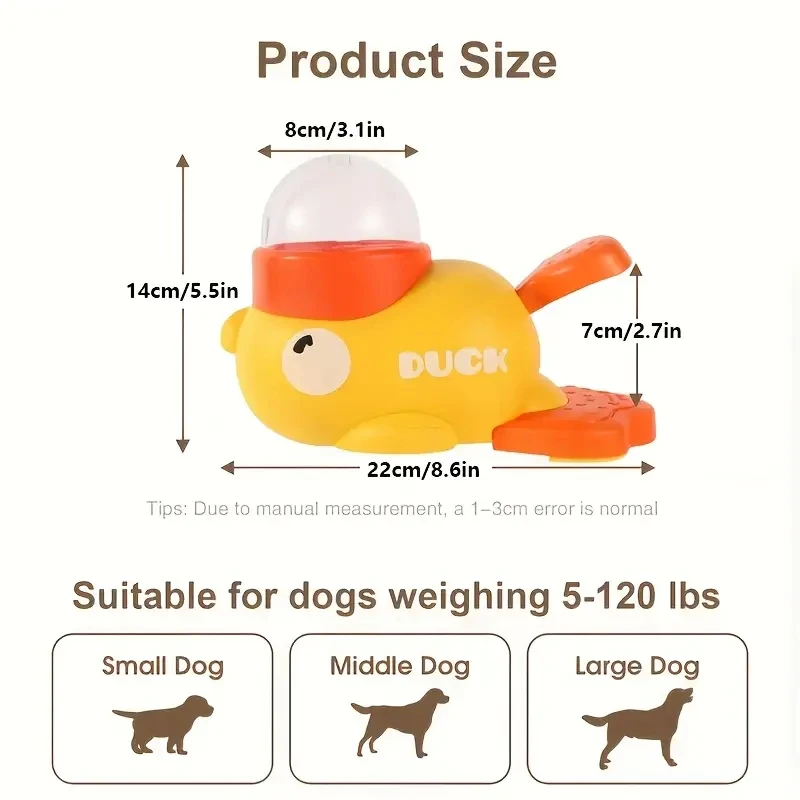 Juguete interactivo para perros con patito amarillo y comida - imagen 3