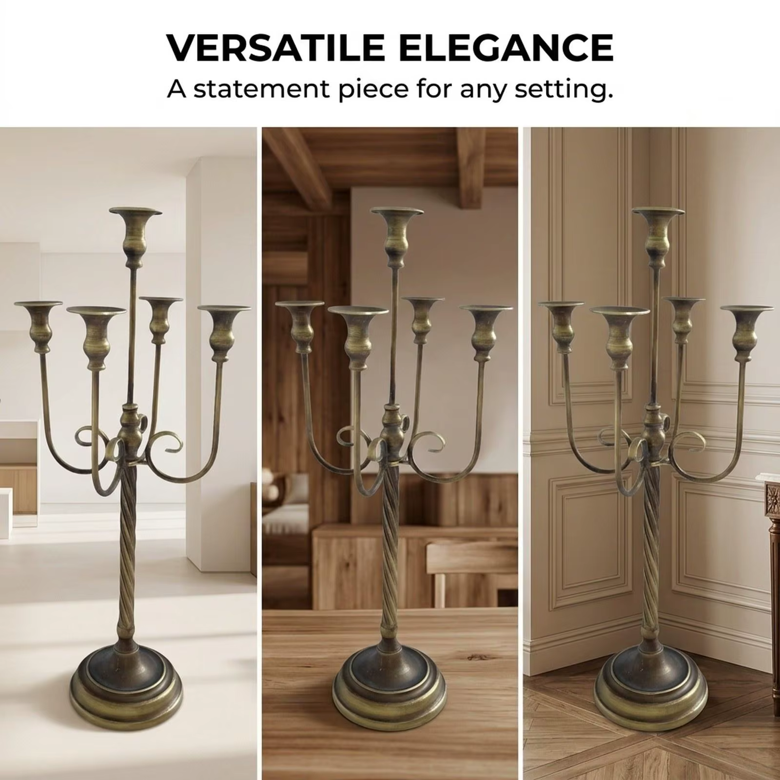 Portavelas decorativo metálico para velas, soporte de hogar - imagen 2