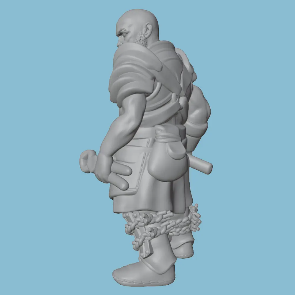 Vista trasera del modelo de personaje de 75 mm