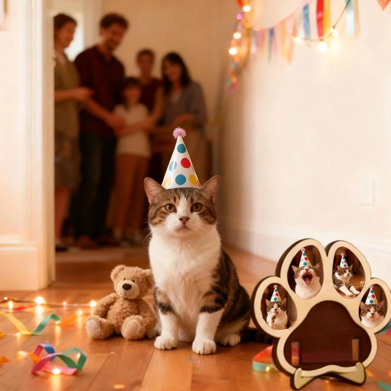 Marco huella madera para fotos – Recuerdo perro o gato - imagen 4