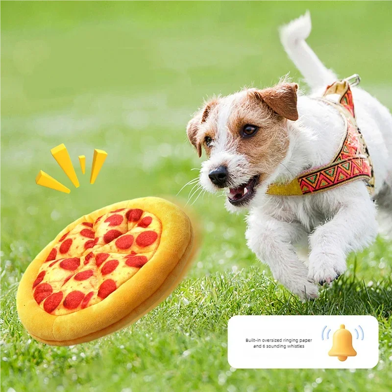 Juguete de peluche en forma de pizza para perros