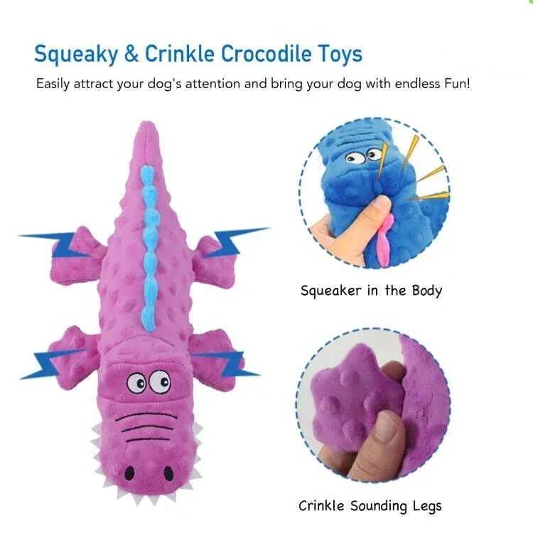 Juguete de peluche con forma de cocodrilo para perros