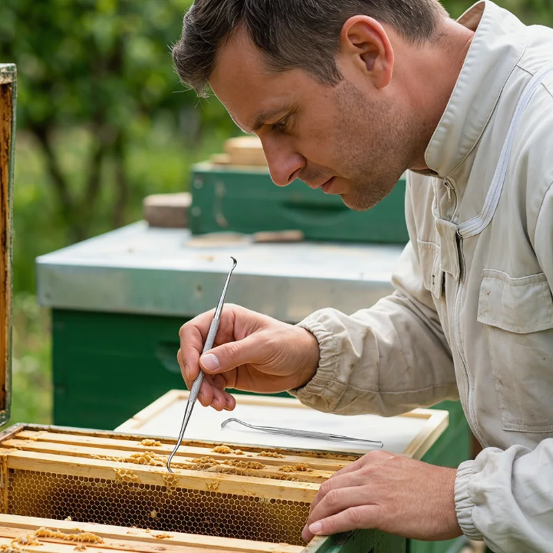 Herramienta de injerto de larvas de abejas acero inoxidable curva - imagen 5