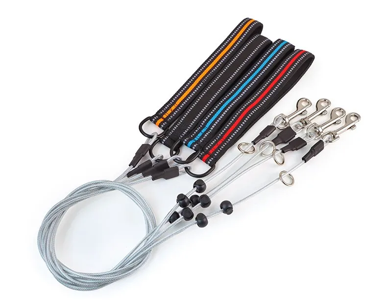 Correa para perro con cadena P de acero y cuerda reflectante