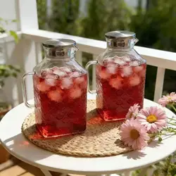 Jarra de agua de vidrio con tapa para gatos y perros