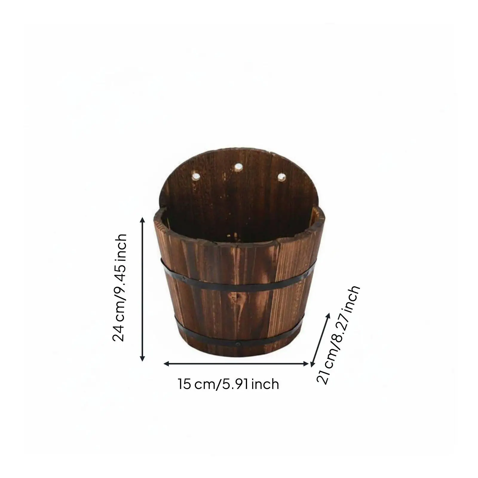 Maceta colgante madera medio barril para hierba gatera – Interior - imagen 2