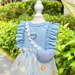 Vestido para perro de tul azul con encaje para Shih Tzu y Yorkie
