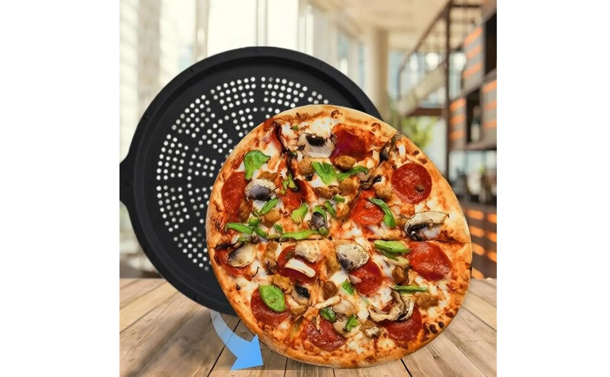 Bandeja de pizza de silicona en uso