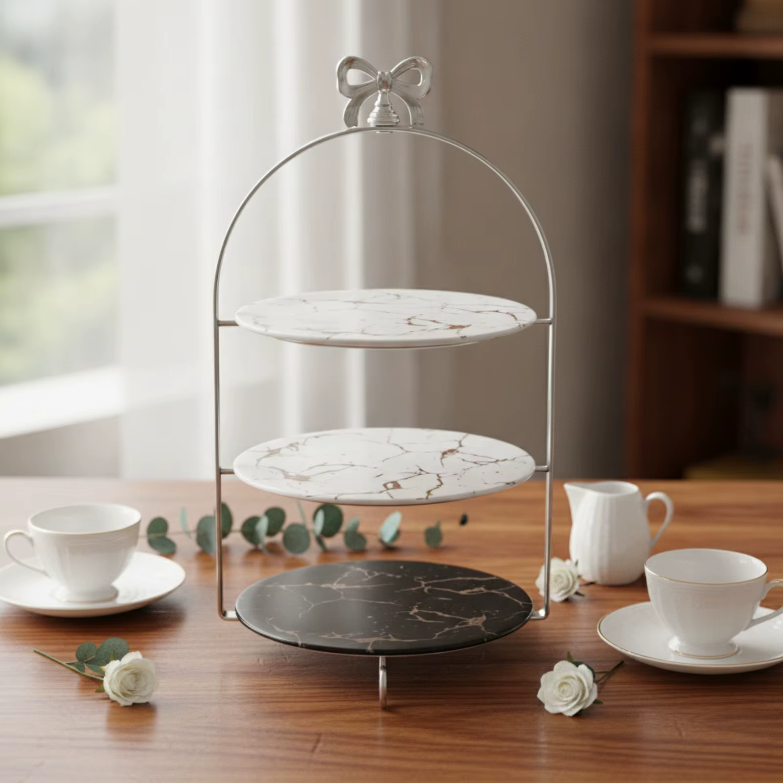 Soporte para Postres con Adorno de Mariposa – Bandeja de Exhibición Redonda - imagen 3