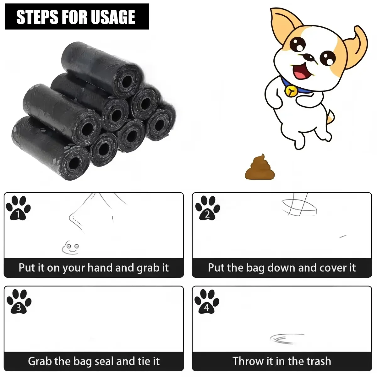 Dispensador bolsas perro con rollos extra resistentes para paseos