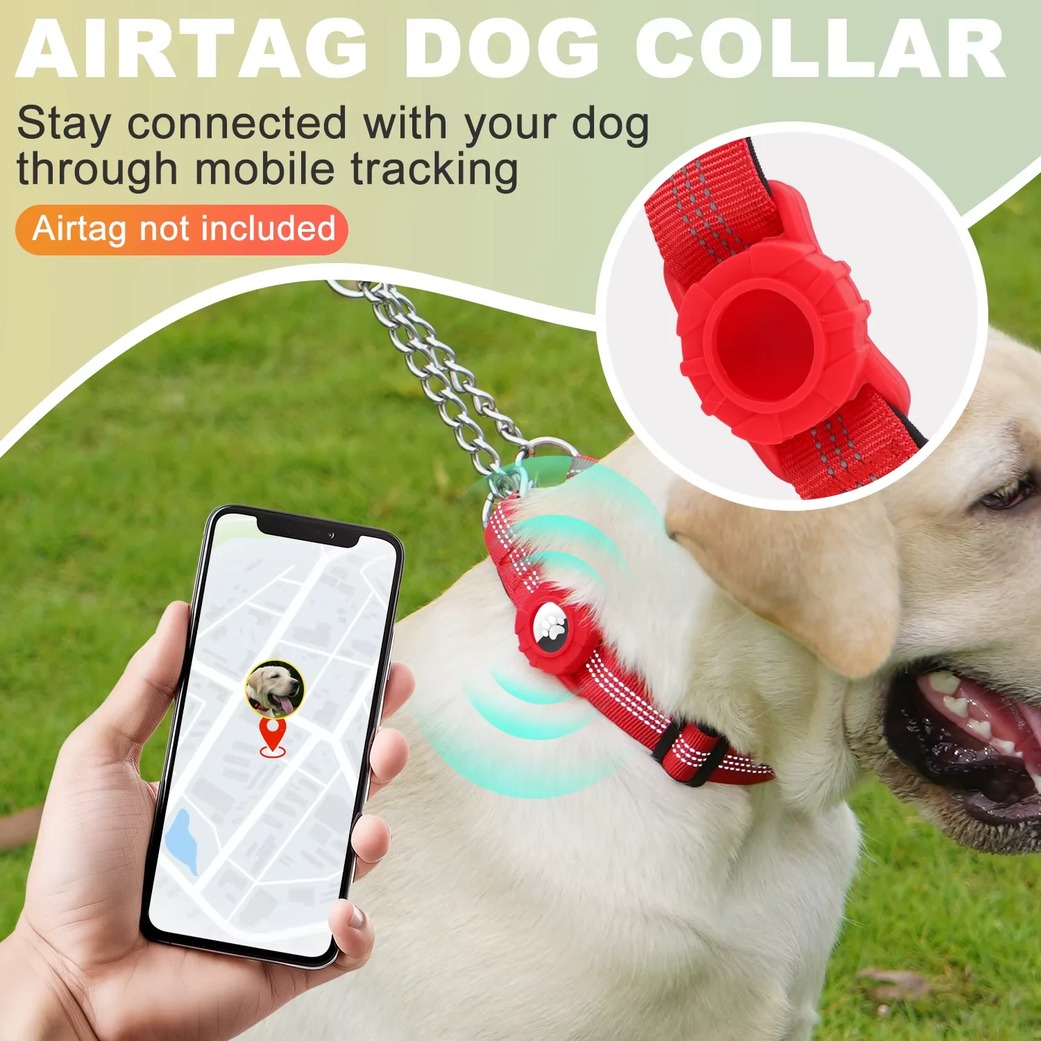 Collar perro con soporte AirTag antirroces acolchado y reflectante - imagen 4