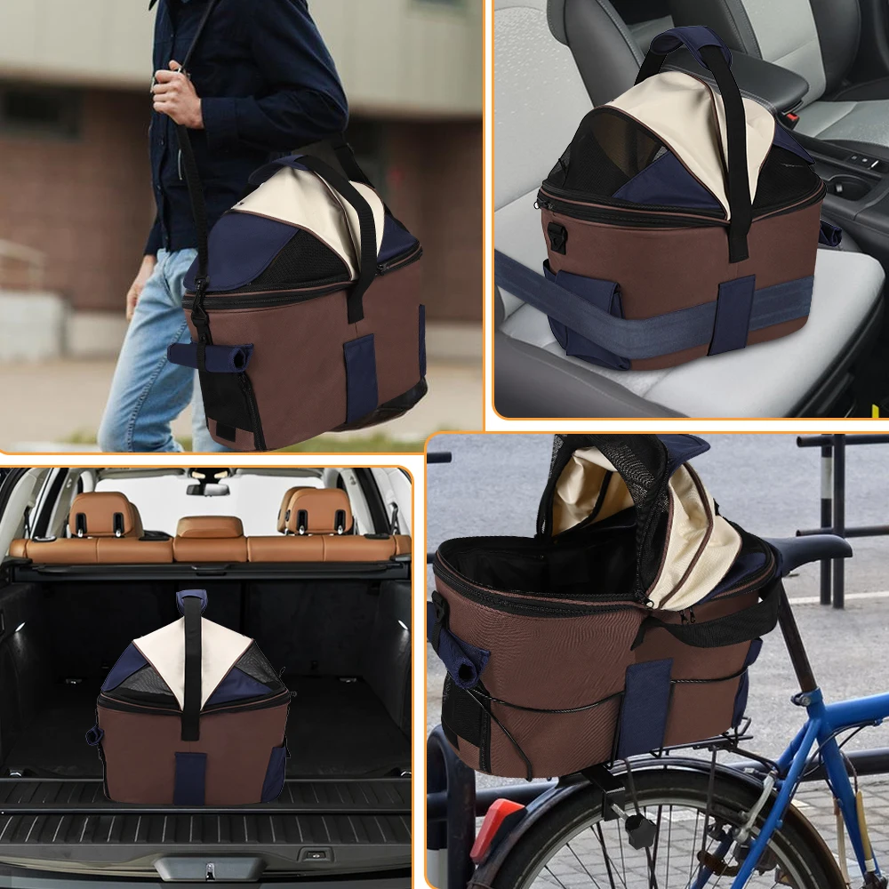 Cesta trasera para perros en bicicleta vista frontal