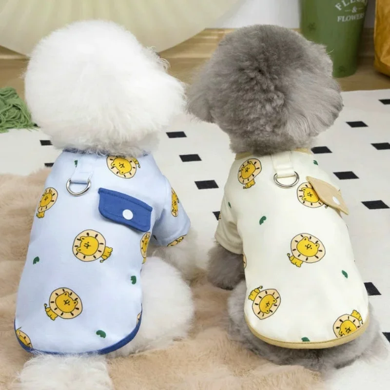 Chaleco perro pequeño y gato con capucha – Chaqueta estampada otoñal
