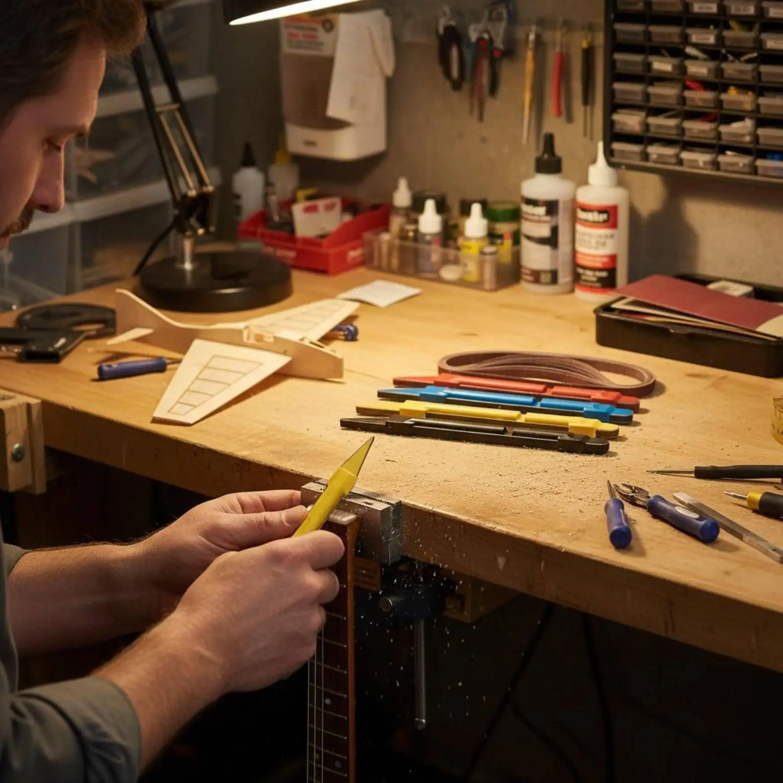 Kit de lijado para trastes de guitarra con óxido de aluminio