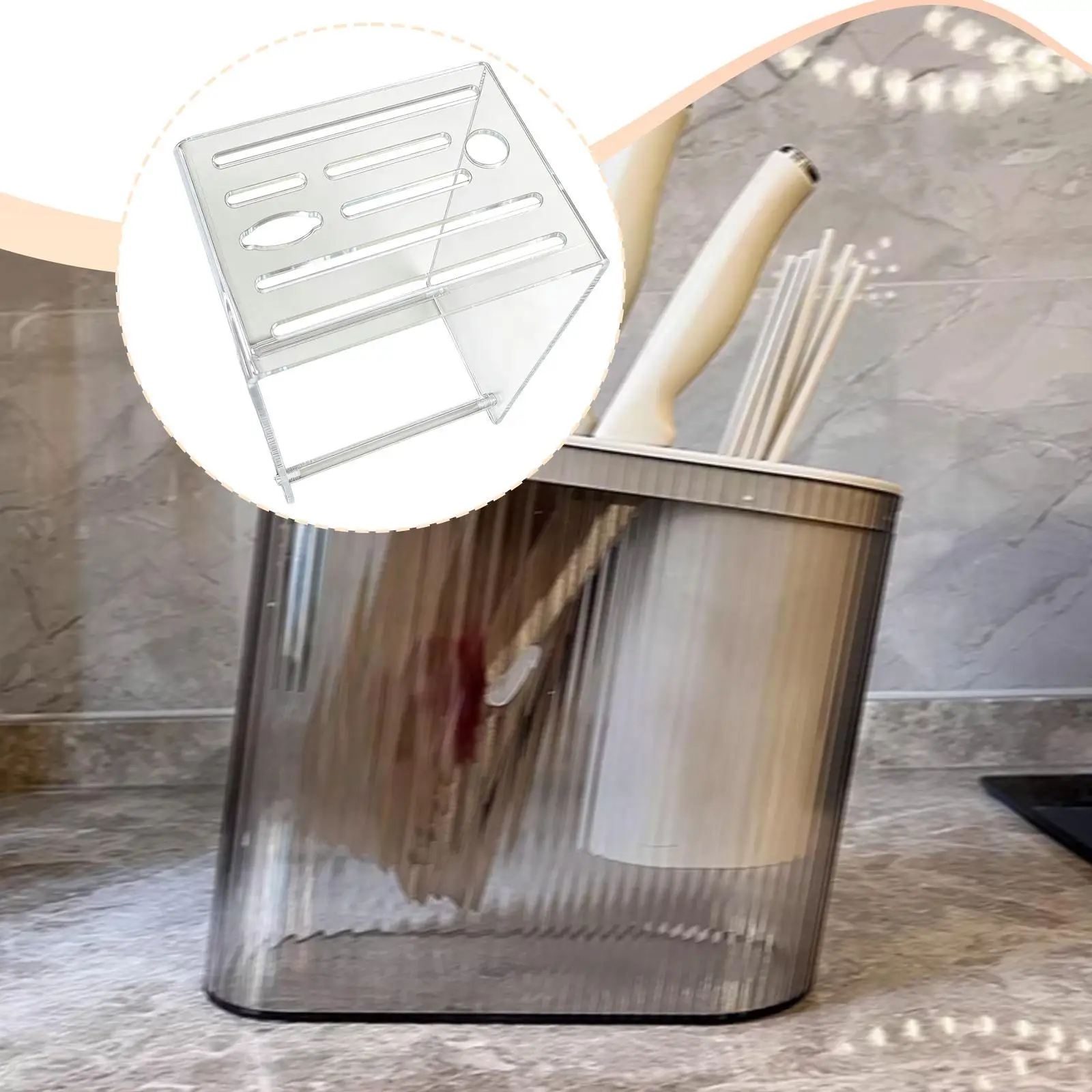 Soporte de exhibición y secado para cuchillos de acrílico – Estante transparente moderno - imagen 2