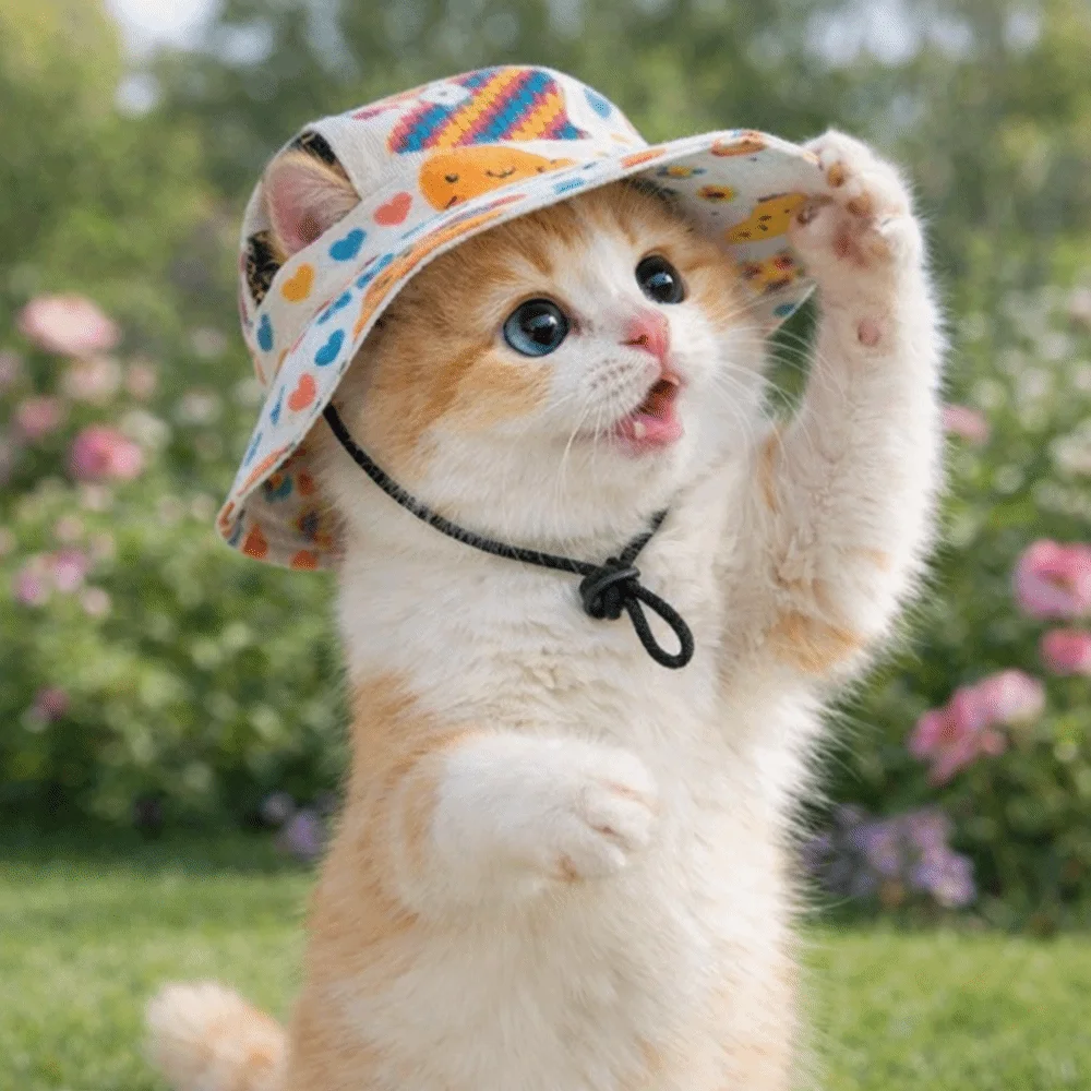 Sombrero para perro pescador ajustable con orejas y protección solar