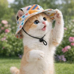 Sombrero para perro pescador ajustable con orejas y protección solar