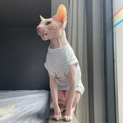 Chaleco verano transpirable con lunares para gatos Sphynx y Devon Rex