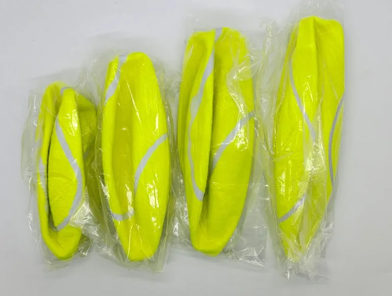 Pelota inflable de tenis para perros – comparación de tamaños