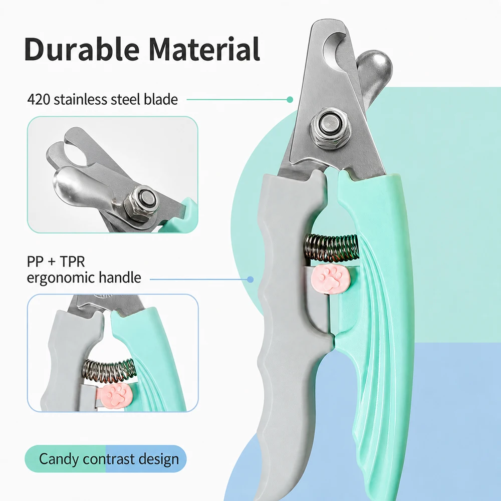 Cortauñas para gatos y perros con cuchilla inox y protector seguridad