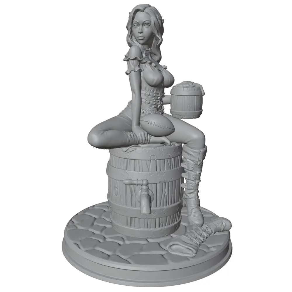 Figura de resina detallando vestimenta y accesorios