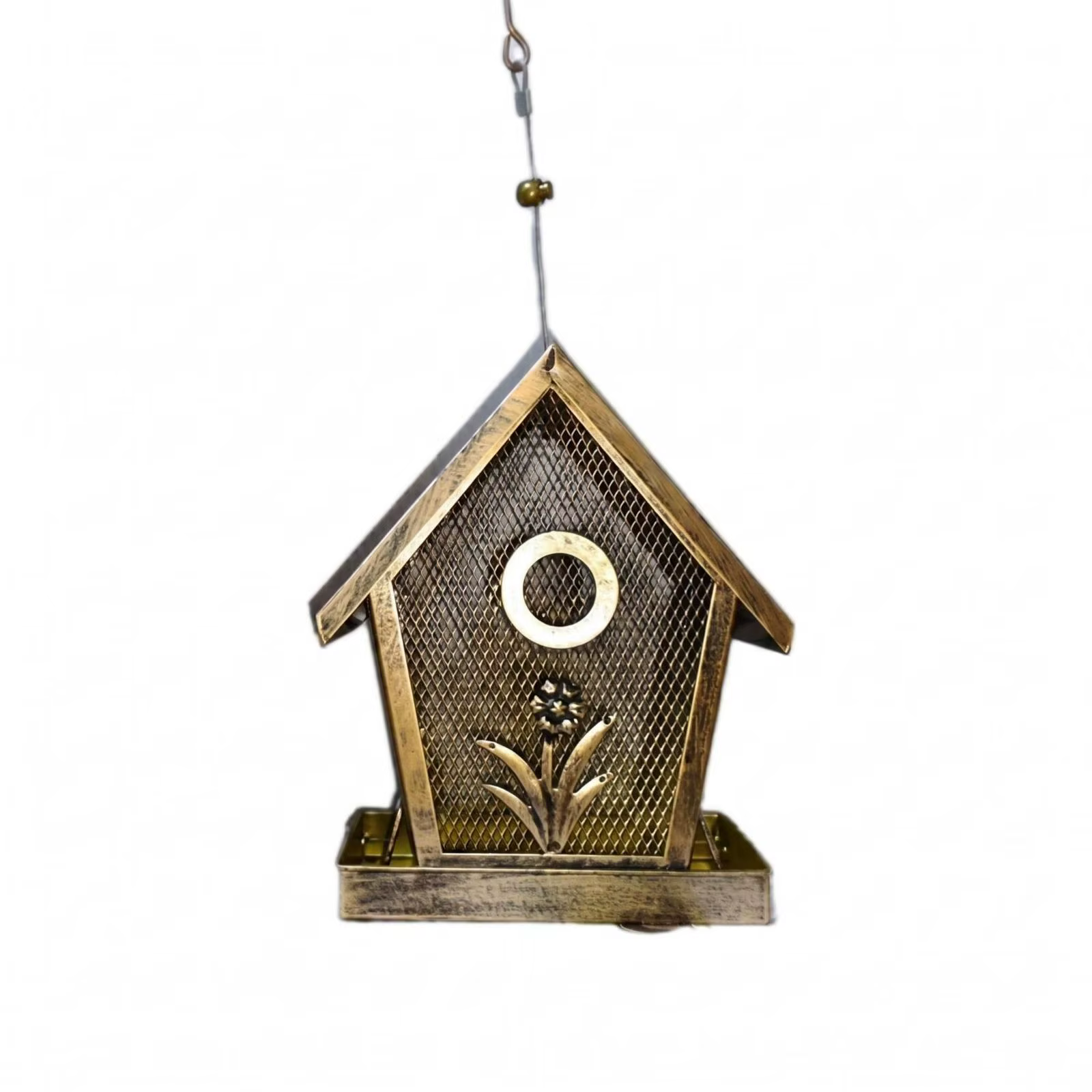 Comedero vintage metálico para pájaros silvestres – Jardín y balcón - imagen 4