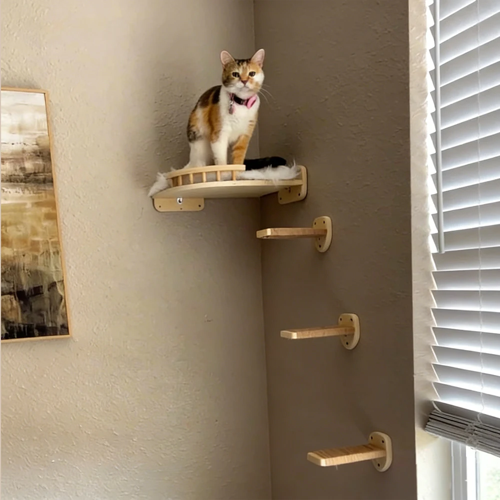 Rascador de pared para gatos: estantes y hamaca en interior - imagen 4