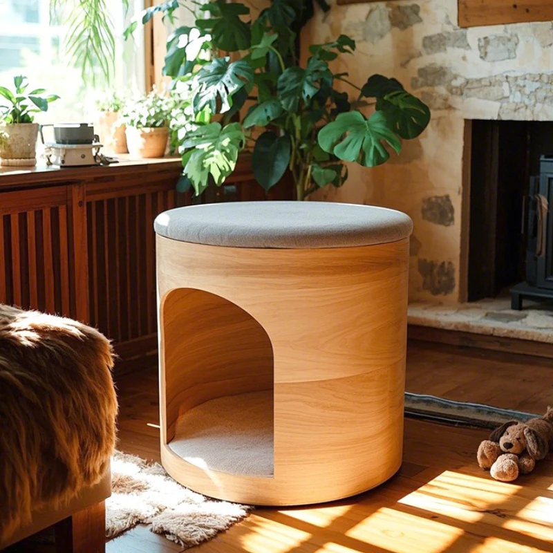 Taburete de madera maciza para gatos y perros