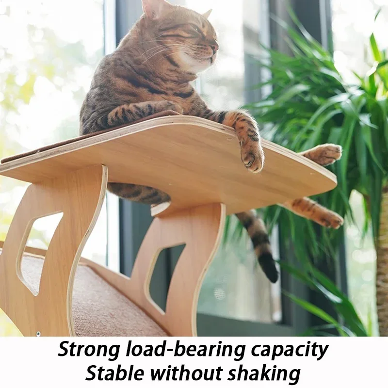 Torre rascador de madera para gatos de interior con tobogán y percha - imagen 2