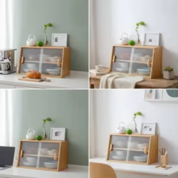Armario de Cocina Compacto con Puertas de Vidrio – Estación de Té