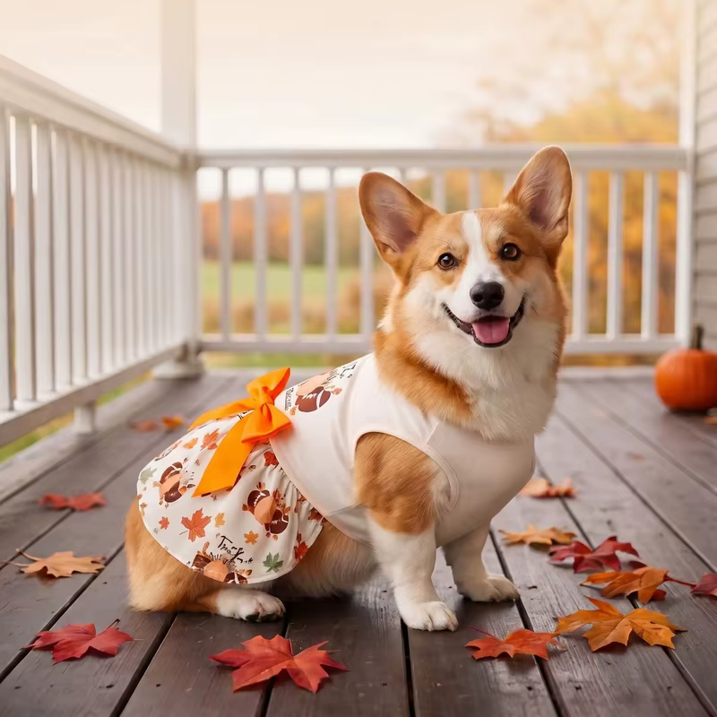 Tutu otoñal con lazo naranja para perros y gatos