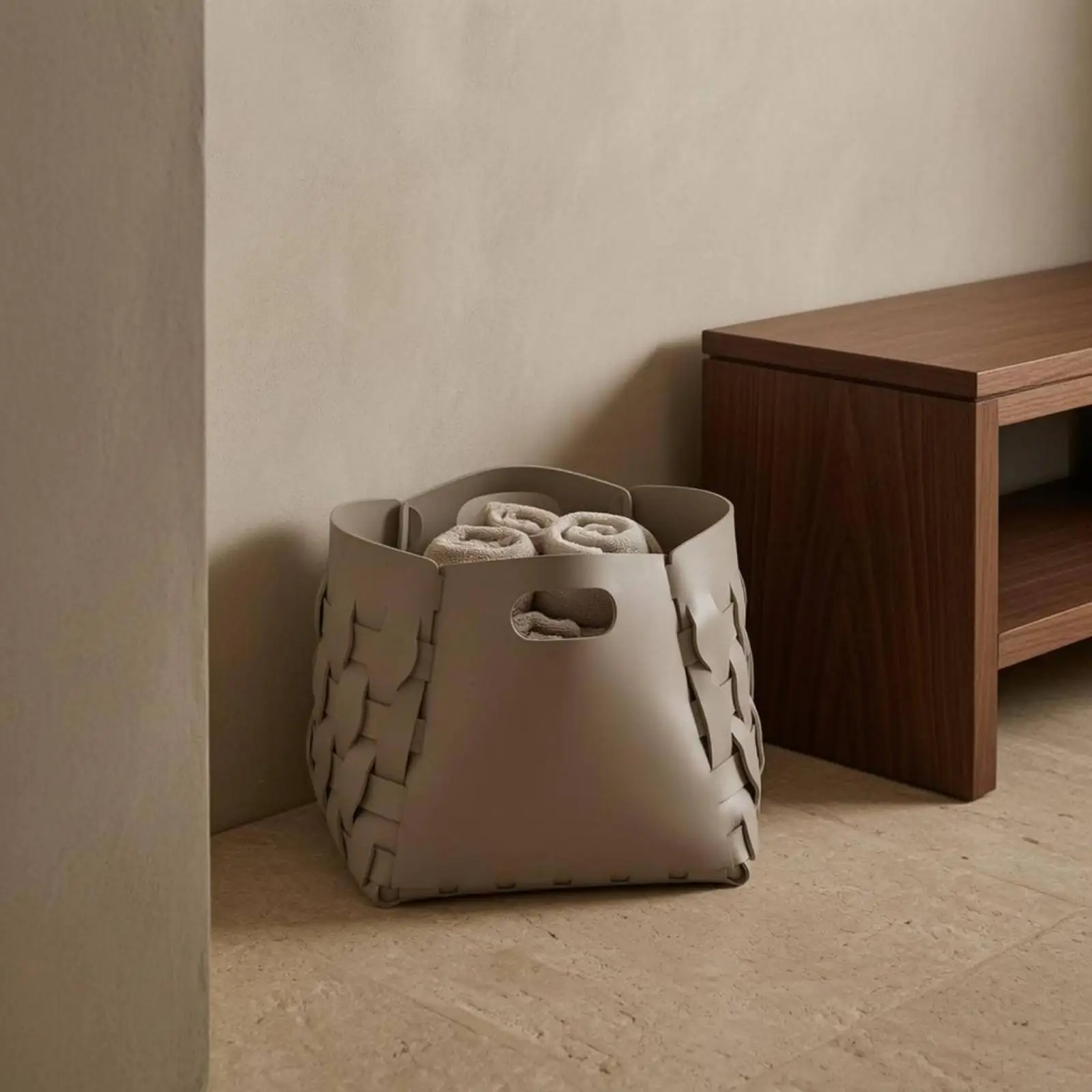 Cesto de Ropa Cónico Tejido y Ecológico para Sala de Estar
