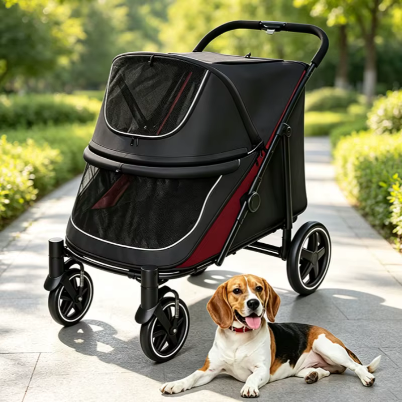 Carrito Paseos Perros Grandes y Mayores – Plegable, Seguro y Transpirable - imagen 2