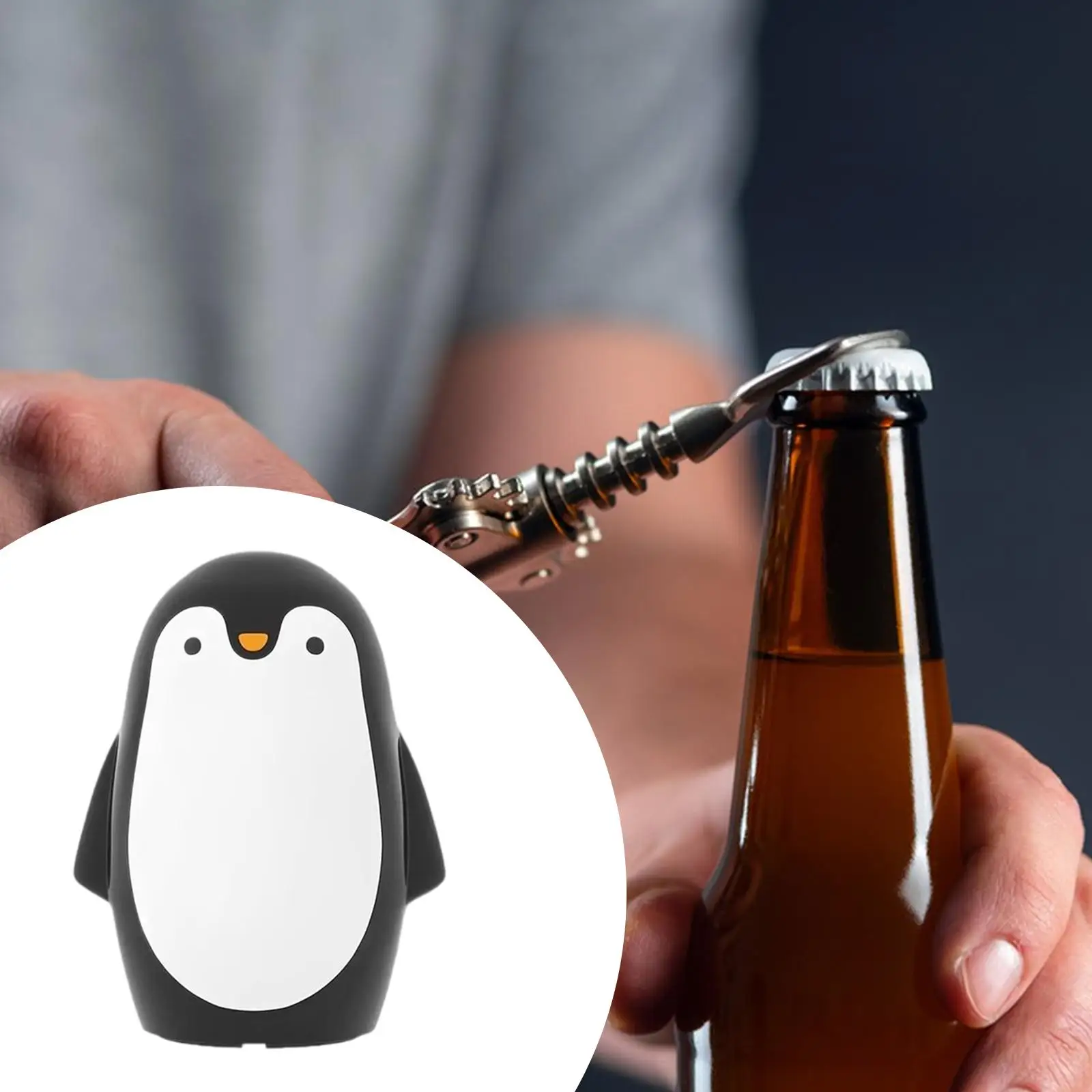 Abridor de botellas automático con imán y diseño pingüino compacto - imagen 5