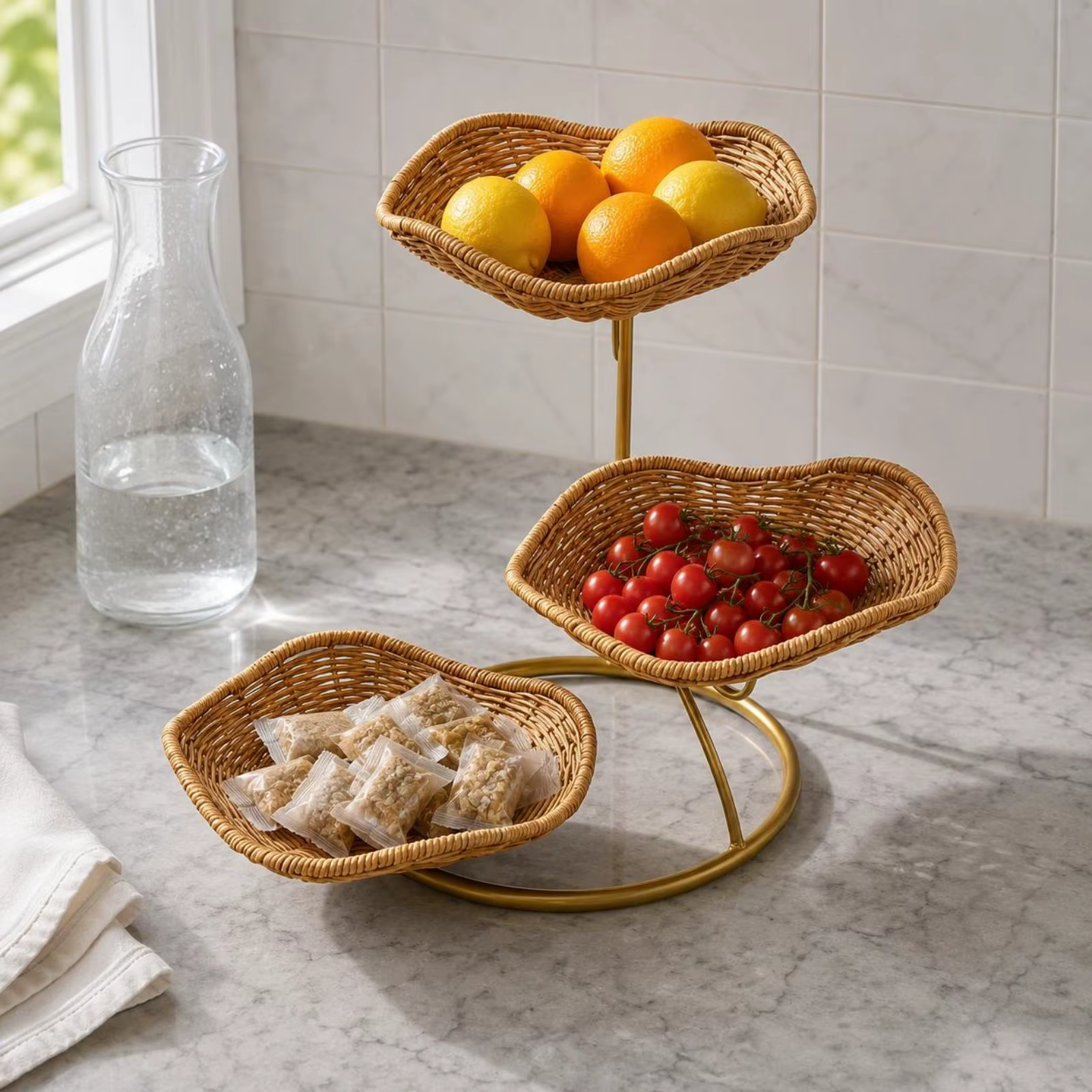 Organizador Cesta de Frutas 3 Niveles con Soporte Metálico - imagen 5