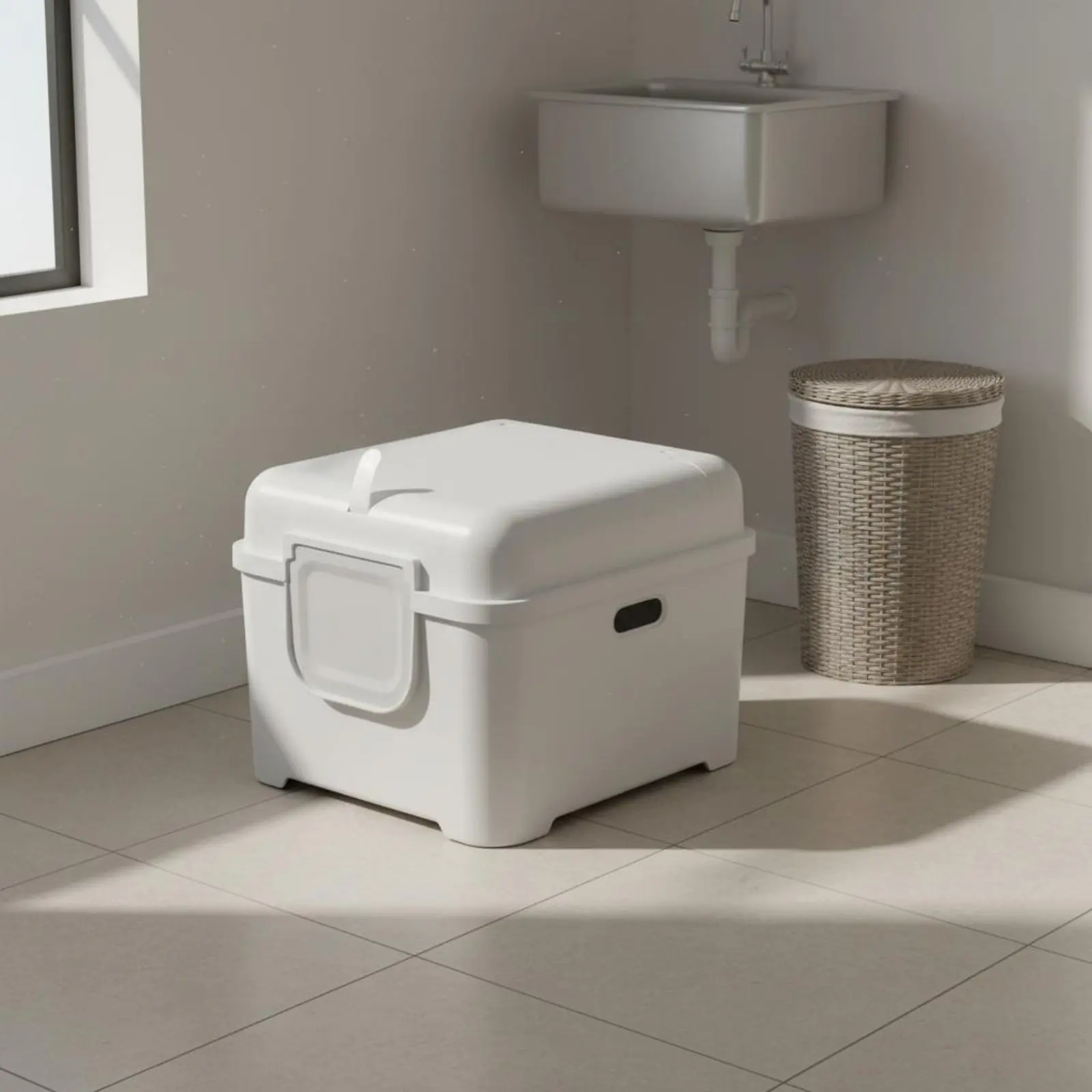 Caja de arena cerrada para gatos extra grande, fácil de limpiar - imagen 3