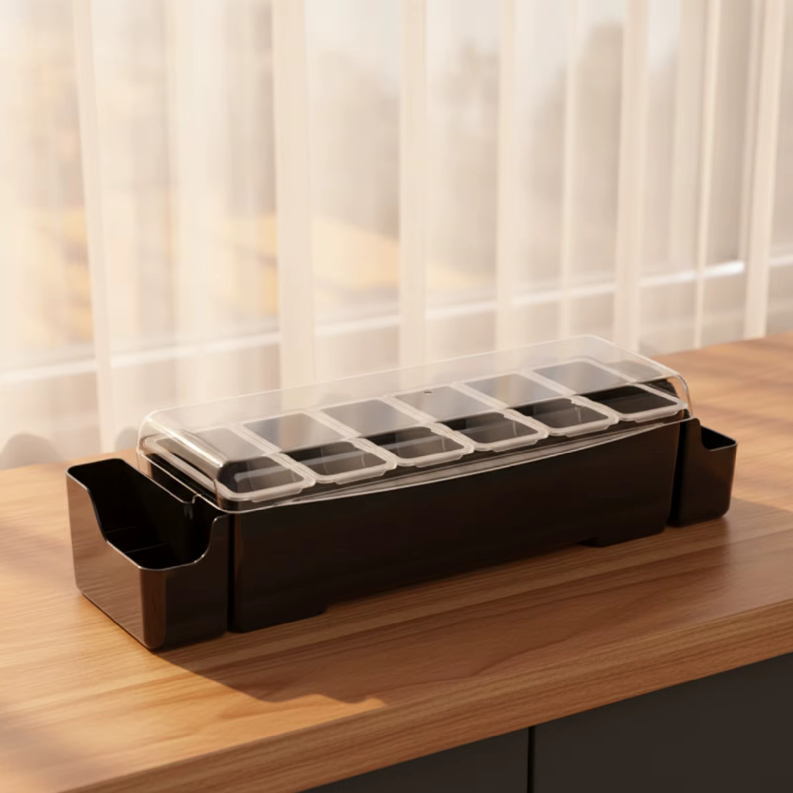 Organizador de snacks con tapa transparente para gatos y perros