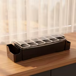 Organizador de snacks con tapa transparente para gatos y perros