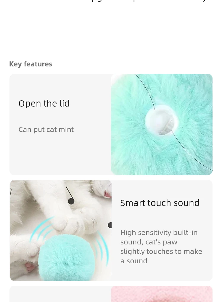 Pelota de felpa eléctrica con catnip y sonidos
