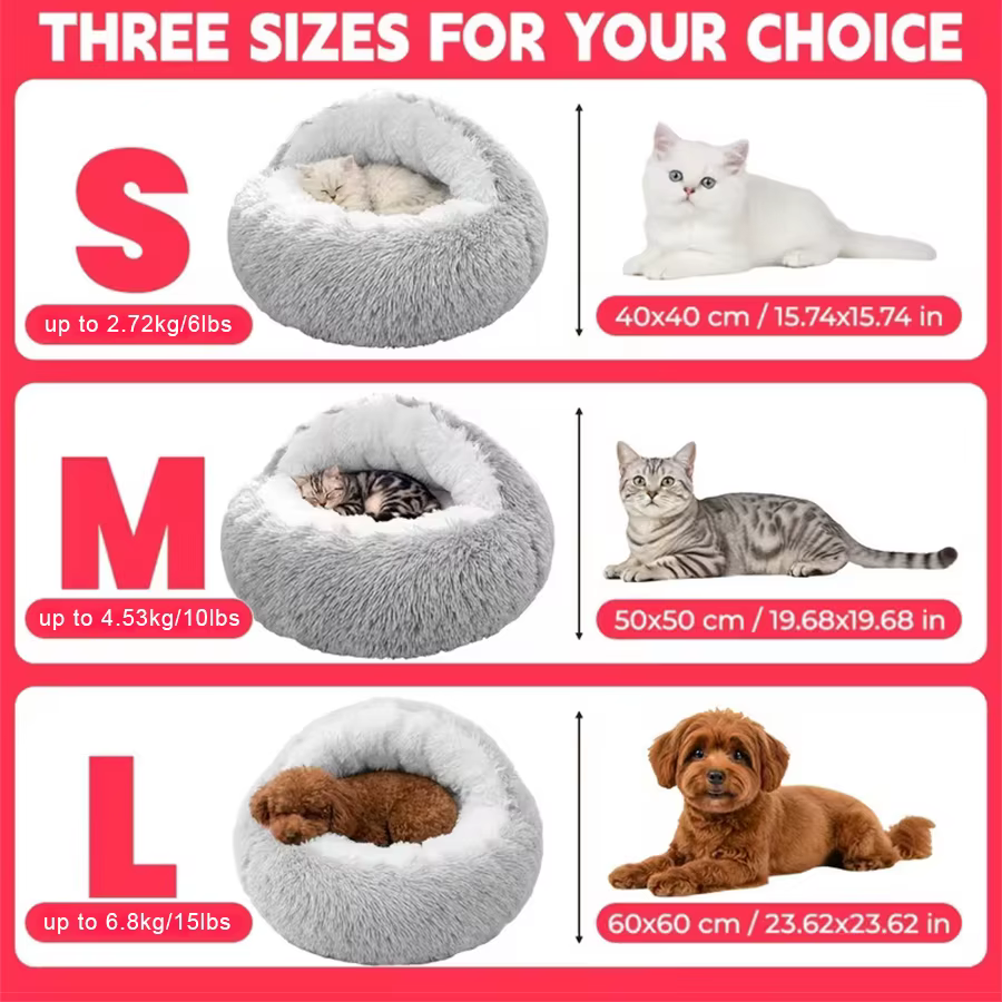 Cama nido cálida de felpa para gatos y perros pequeños – concha - imagen 5