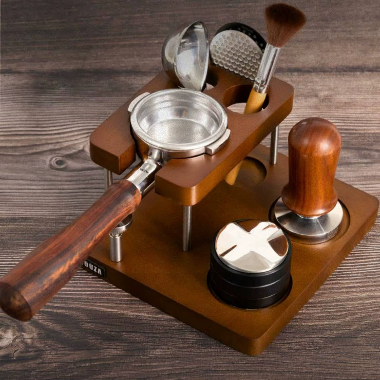 Soporte de madera para prensador de café compacto de espresso - imagen 5