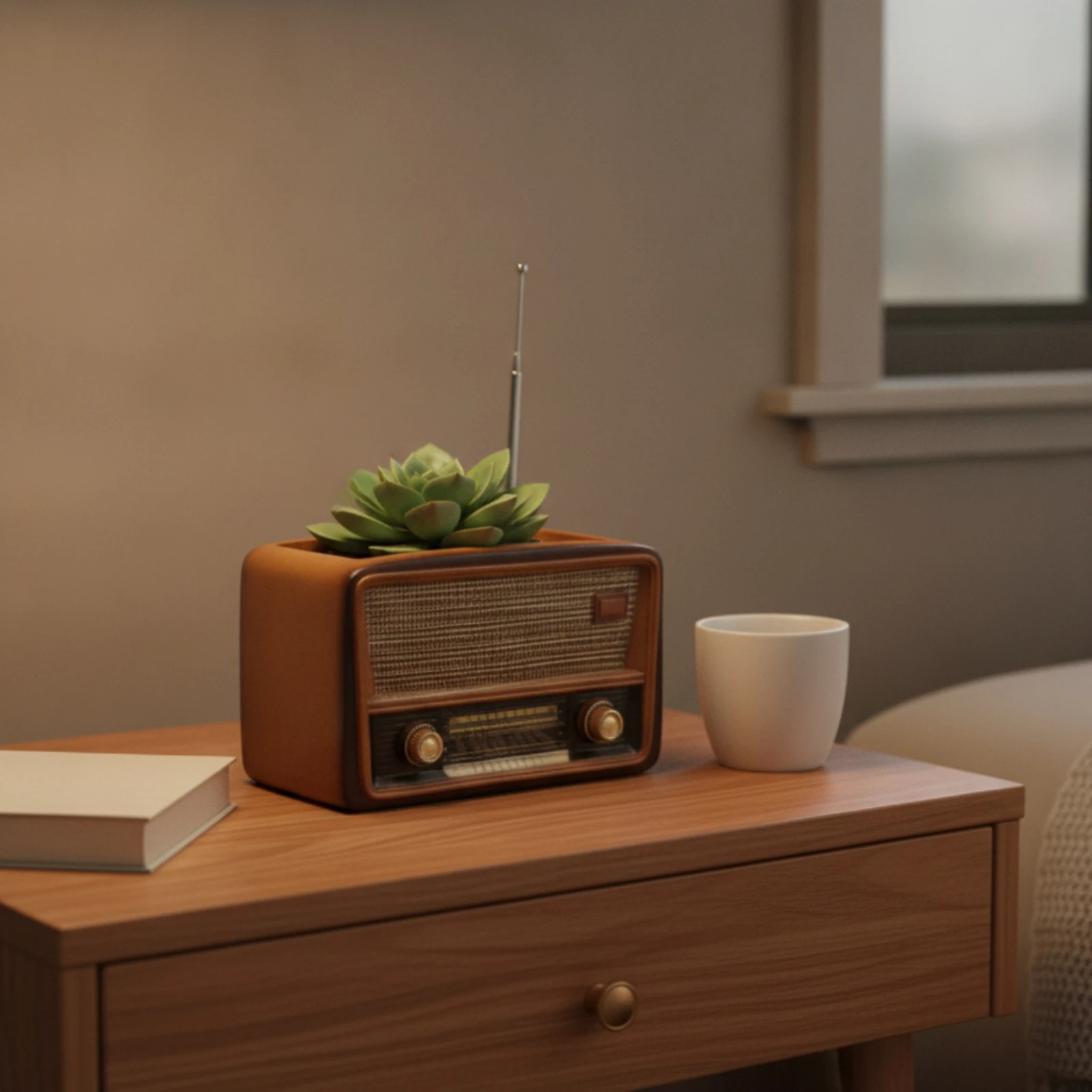 Maceta vintage radio para hierba gatera – Planta natural para gatos - imagen 4