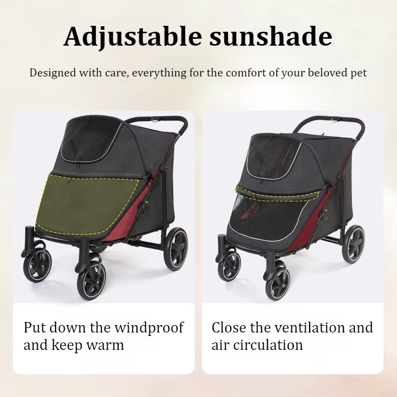 Carrito Paseos Perros Grandes y Mayores – Plegable, Seguro y Transpirable - imagen 4