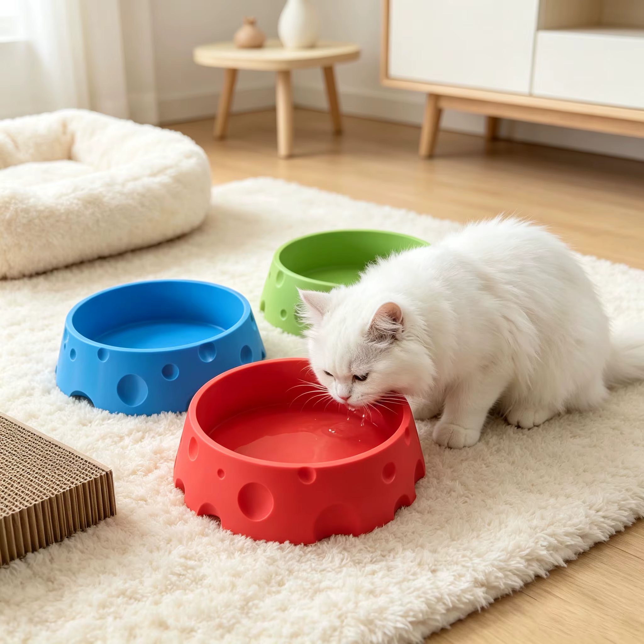 Plato para Gatos con Forma de Queso – Comida y Agua Fácil de Limpiar - imagen 2