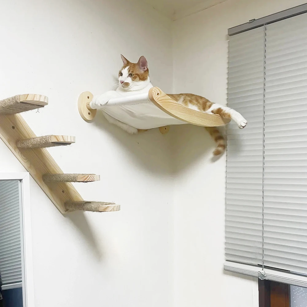 Hamaca de pared para gatos con juego de escalones