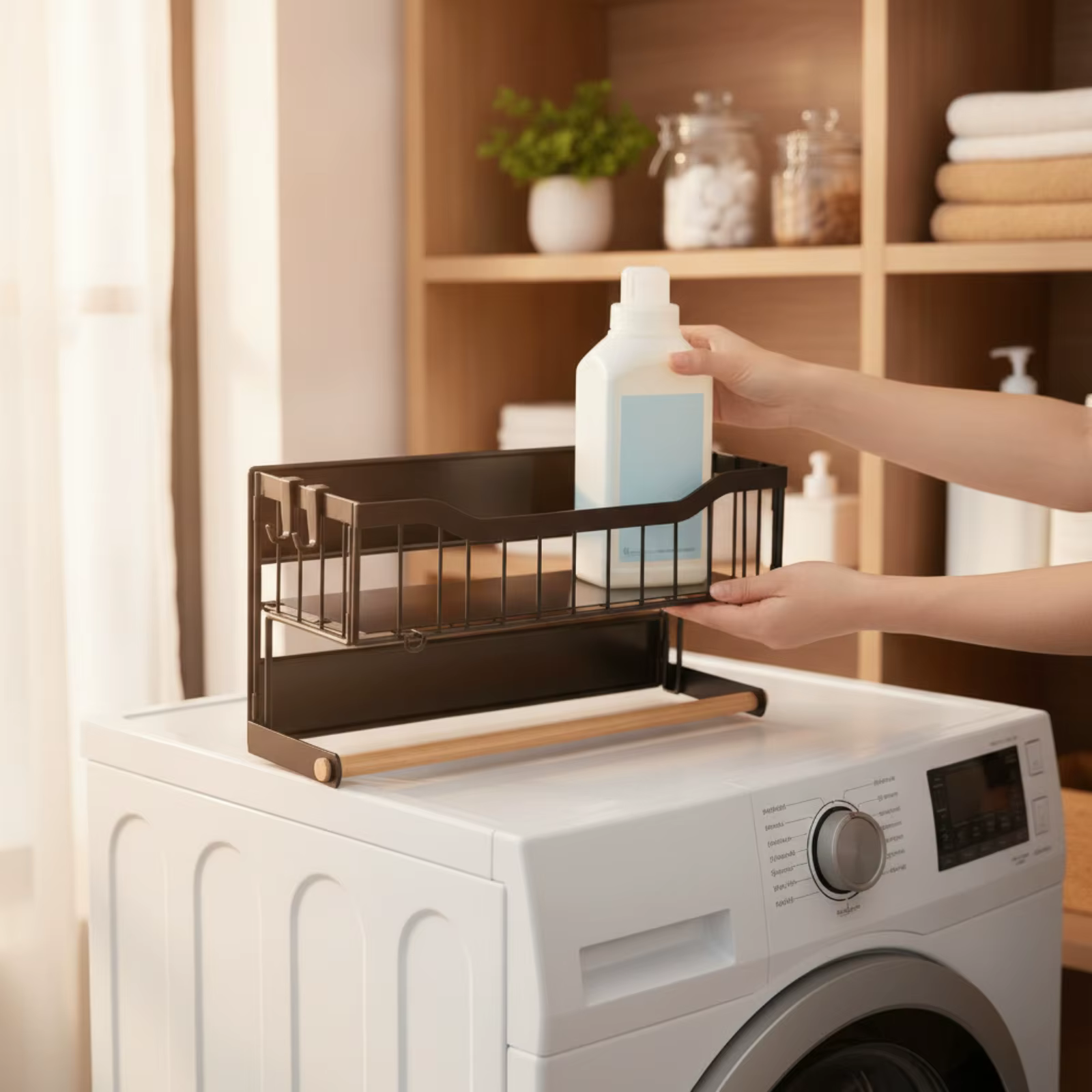 Estante Magnético para Condimentos con Soporte Papel – Barra Madera Extraíble - imagen 2